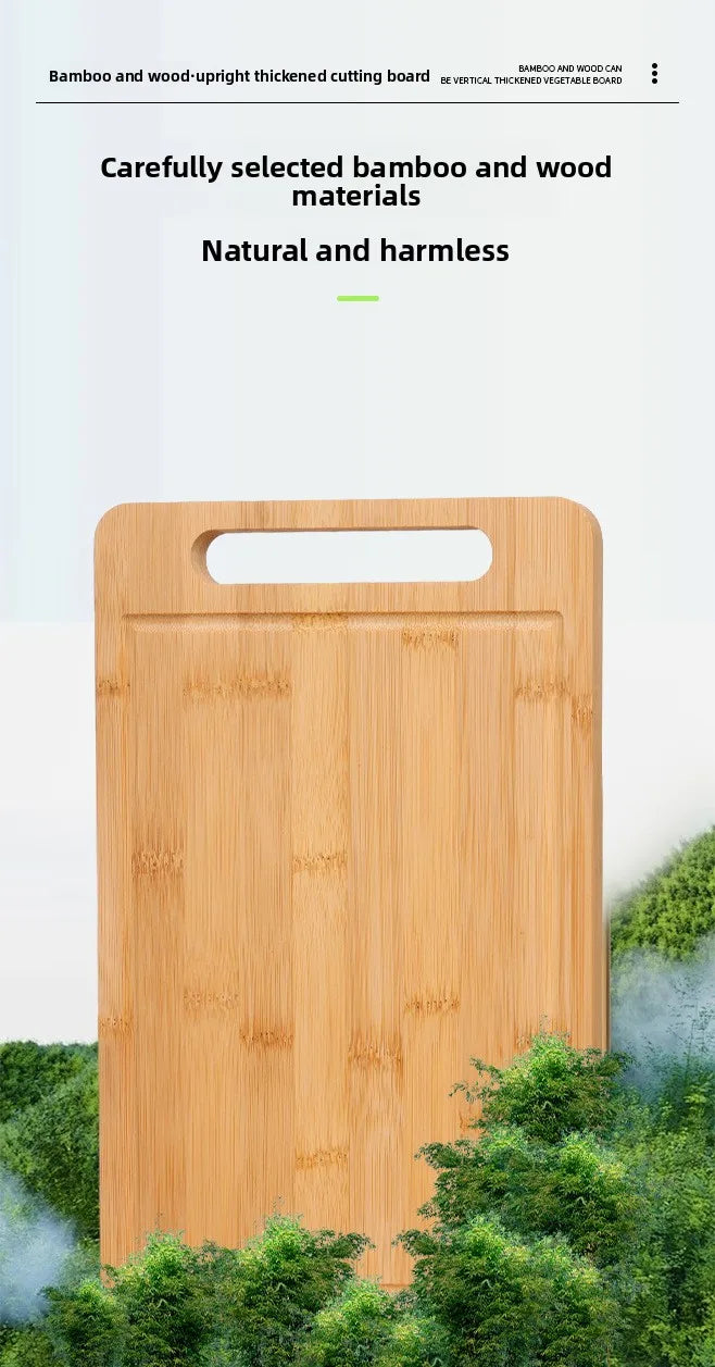 Tagliere In Bambù Bifacciale Da Cucina Anti Muffa Naturale Moso Con Supporto Verticale