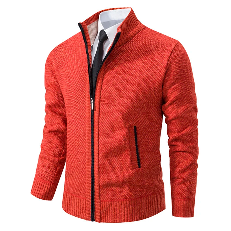 Cappotto Sportivo Casual Da Uomo In Jersey Autunno Inverno Con Colletto Alla Coreana E Cerniera Frontale In Pile