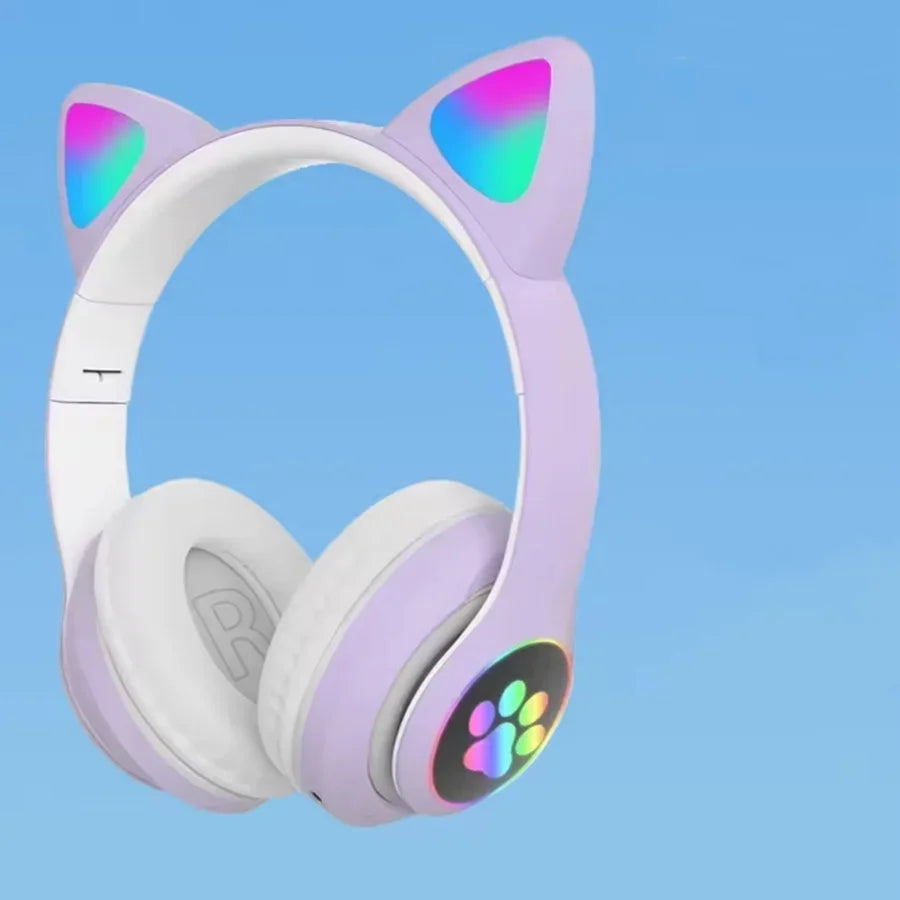 Cuffie Wireless Per Gatti Con Orecchie Di Gatto RGB Microfono Cancellazione Del Rumore Musica Stereo Regalo Ideale