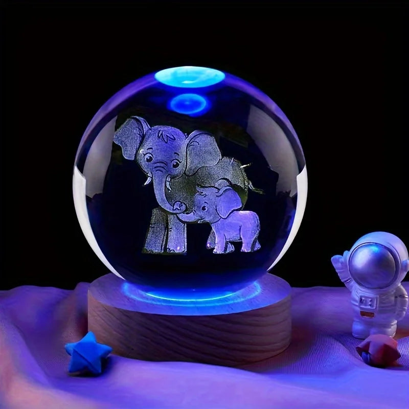 Decorazione Della Stanza Con Sfera Di Cristallo 3D E Base Led Per Luce Ambientale Nel Soggiorno