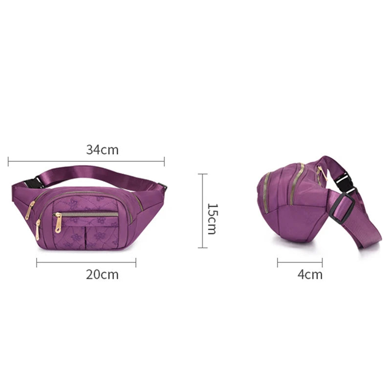 Marsupio da Donna Impermeabile in Tessuto Oxford Borsa a Cintura e Tracolla Borsa a Banana Moda Femminile