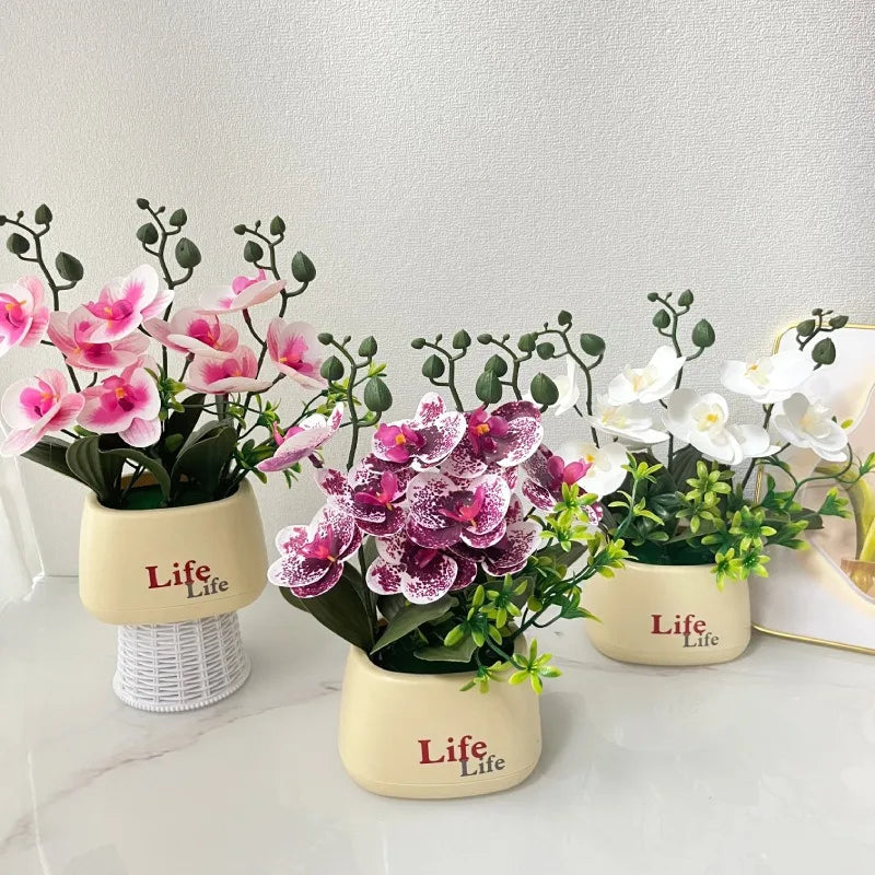 Orchidea Artificiale di Lusso in Stile Nordico con Fiore a Farfalla Vaso Decorazione Domestica Multifunzionale