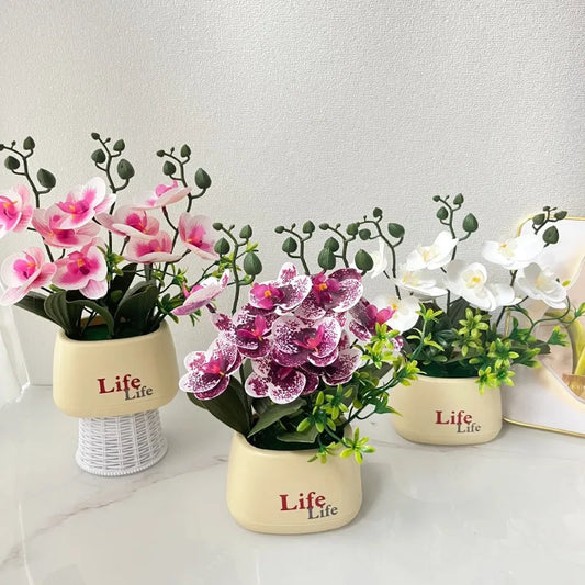 Orchidea Artificiale di Lusso in Stile Nordico con Fiore a Farfalla Vaso Decorazione Domestica Multifunzionale