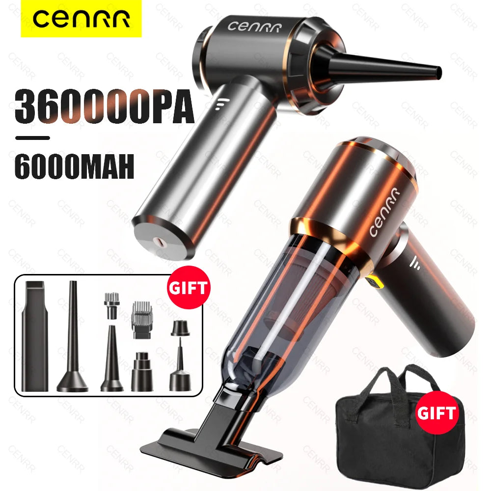 Aspirapolvere Per Auto CENRR 360000 PA Senza Fili Forte Aspirazione Umido E Secco Portatile Per Pulizia Macchina