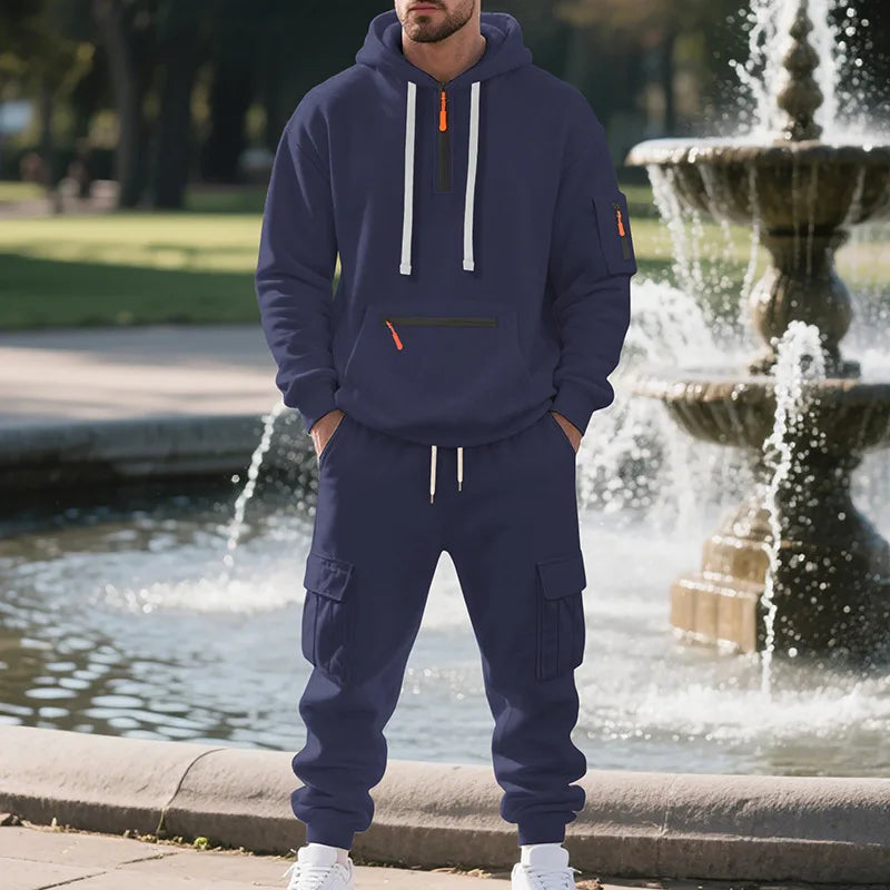 Tuta Sportiva Da Uomo In Pile Per Autunno Inverno Con Zip Tasche Multitasche Abbigliamento Sportivo Casual