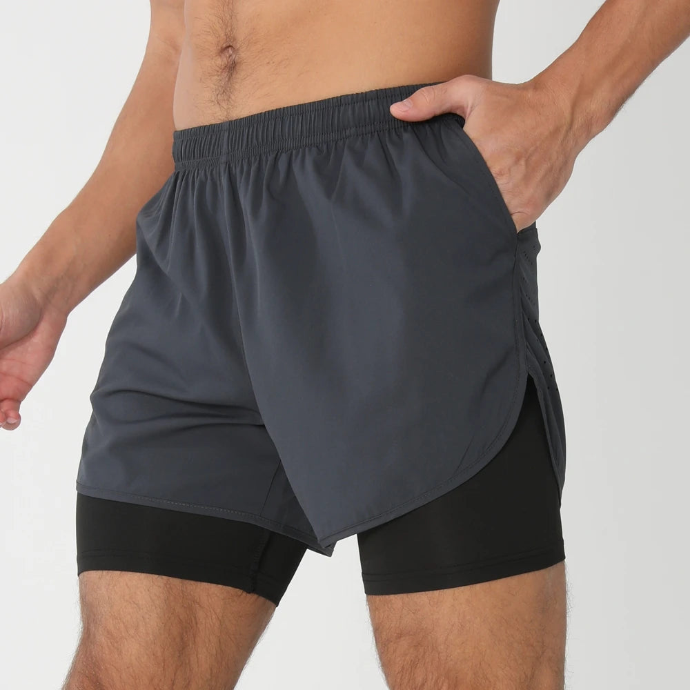 Pantaloncini Da Corsa Da Uomo 2 In 1 Palestra Asciugatura Rapida Pantaloni Corti Sportivi Estivi