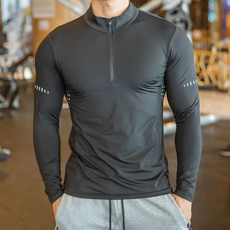 Maglia Da Fitness Da Uomo A Maniche Lunghe Per Corsa Palestra Sportiva Compression Rashguard Attillata
