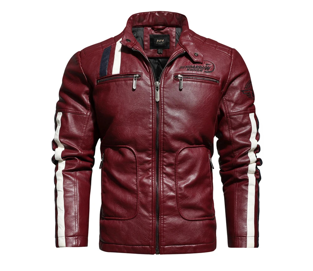 Dimusi Giacche Invernali Uomo In PU Stile Moto Vintage Cerniera Ecopelle Biker Con Cappuccio Nero Blu Rosso Vino