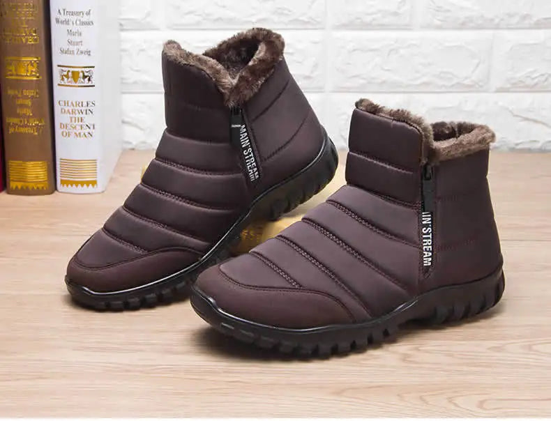Scarpe Invernali Da Uomo Sneakers Stivali Da Neve Con Cerniera In Cotone Caldo Impermeabili Spedizione Gratuita