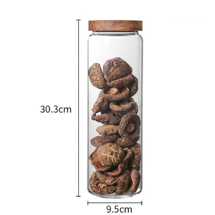 Barattoli In Vetro Ermetici Con Coperchio In Legno Da 0,5 L A 1 L Per Dispensa Pratici Conservano Aromi Freschi