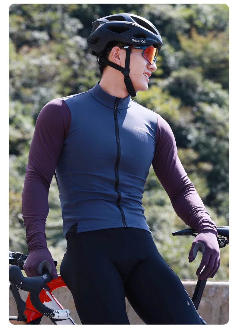 Maglia Da Ciclismo Uomo Slim Fit Invernale Manica Lunga Termica In Pile Con Zip Integrale Per Bici Abbigliamento Freddo