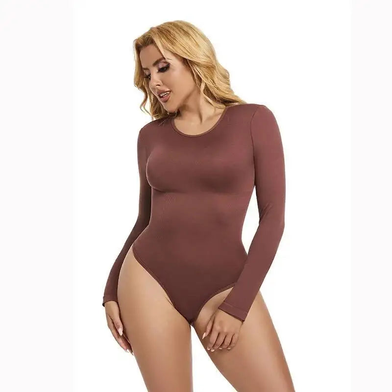 Nuovo autunno inverno manica lunga senza cuciture body shaper elastico perizoma body shapewear donna pancia controllo body shaper con apertura sul cavallo