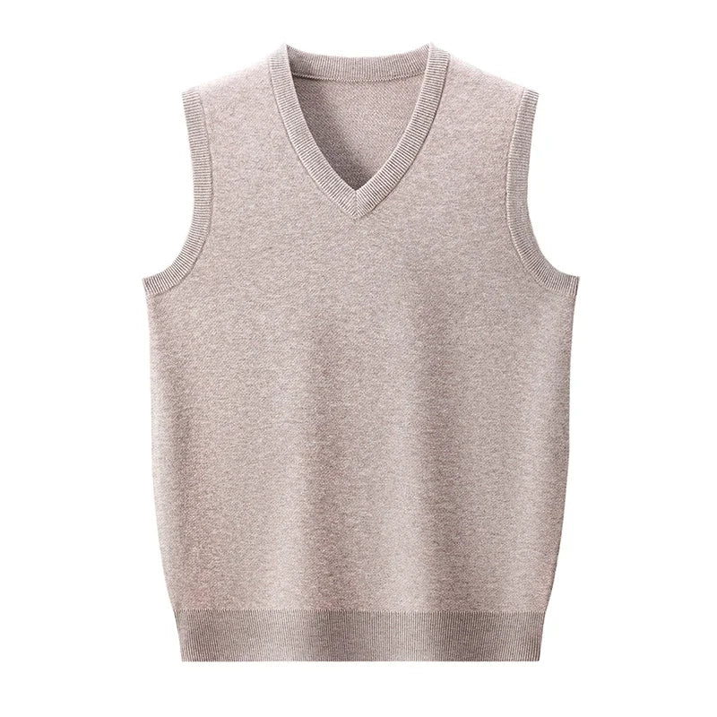 Gilet da Uomo Senza Maniche in Lana Cashmere Lavorato a Maglia Tinta Unita Autunno Primavera Alta Qualità