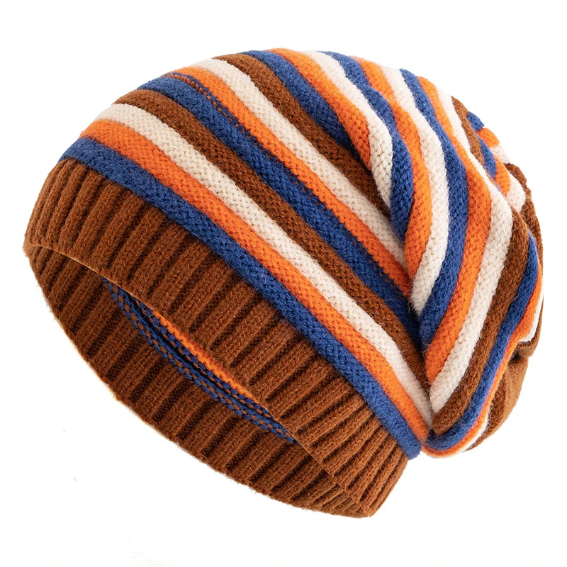 Nuovi Cappelli Invernali Slouchy da Donna per Tenere al Caldo Berretto Lavorato a Maglia a Righe Design
