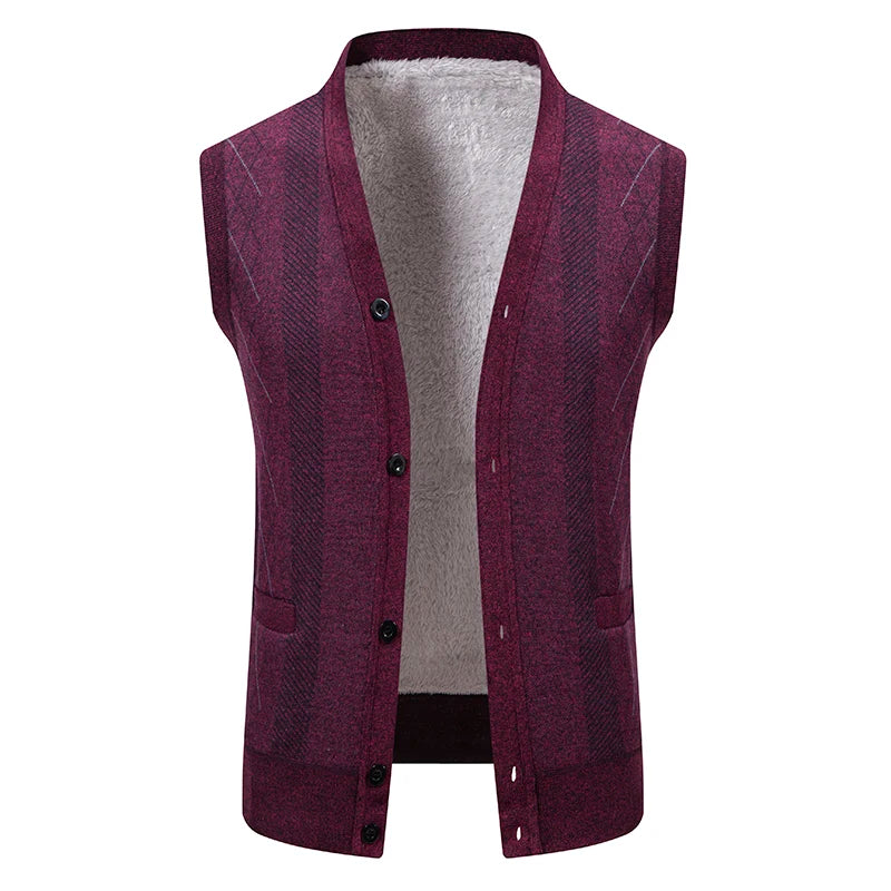 Cardigan Senza Maniche Da Uomo Gilet In Maglia Con Scollo A V Bottoni Argyle Lavorato Con Tasche