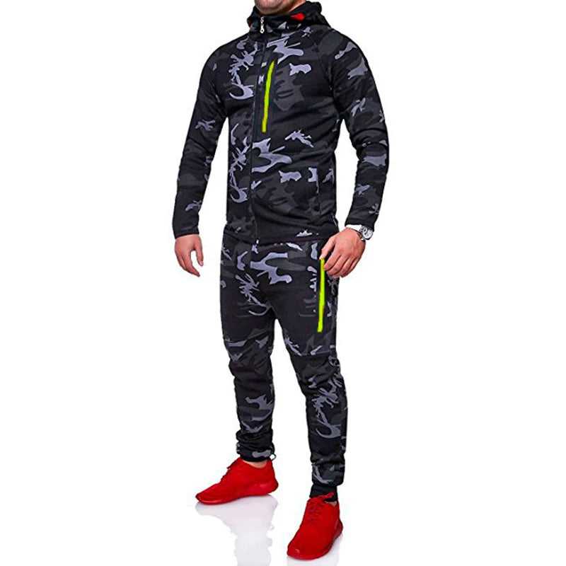 Set Abbigliamento Sportivo Da Uomo Due Pezzi Felpa Con Cappuccio Tattico Militare Pantaloni Traspirante Caldo Jogging