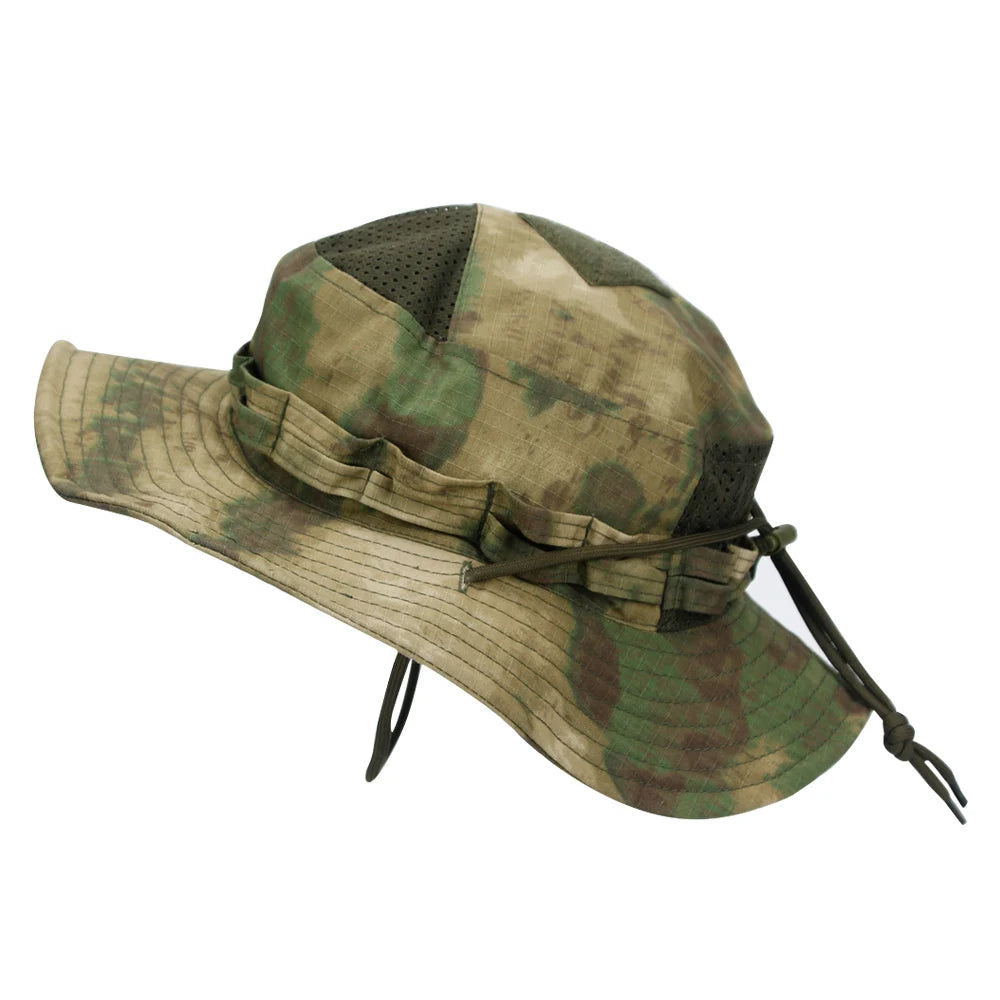 Cappello Boonie Camouflage Protezione Solare Traspirante Antivento Uomo Per Escursionismo Pesca Caccia