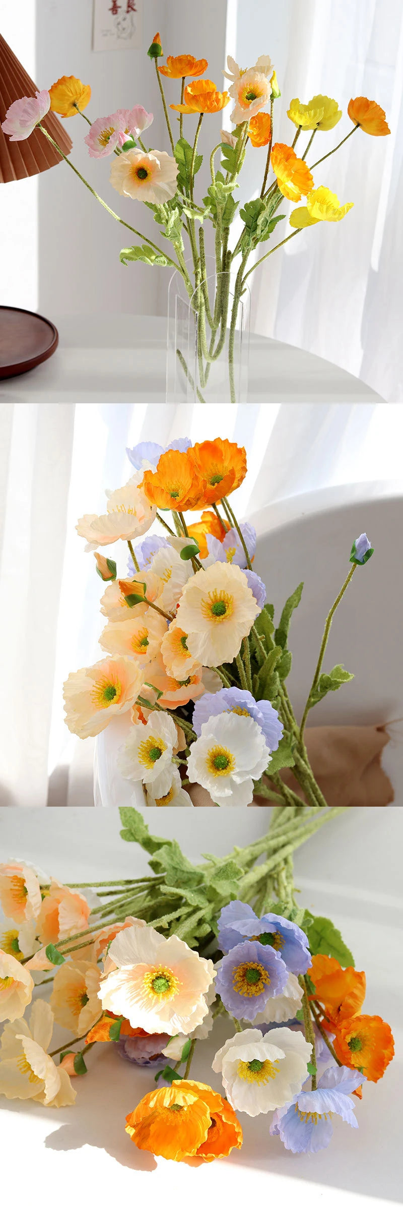 Bouquet Di Fiori Artificiali A 4 Teste Di Papavero In Seta Per Nozze E Feste Decorazione Domestica Elegante