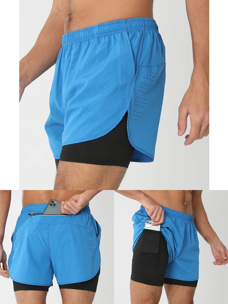 Pantaloncini Da Corsa Da Uomo 2 In 1 Palestra Asciugatura Rapida Pantaloni Corti Sportivi Estivi