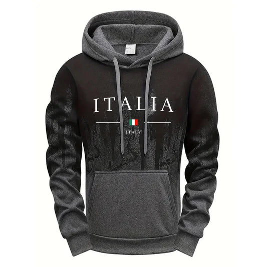Felpa Con Cappuccio Da Uomo Stampata In Italia Athleisure Autunno Inverno Maniche Lunghe Alta Qualità 2025