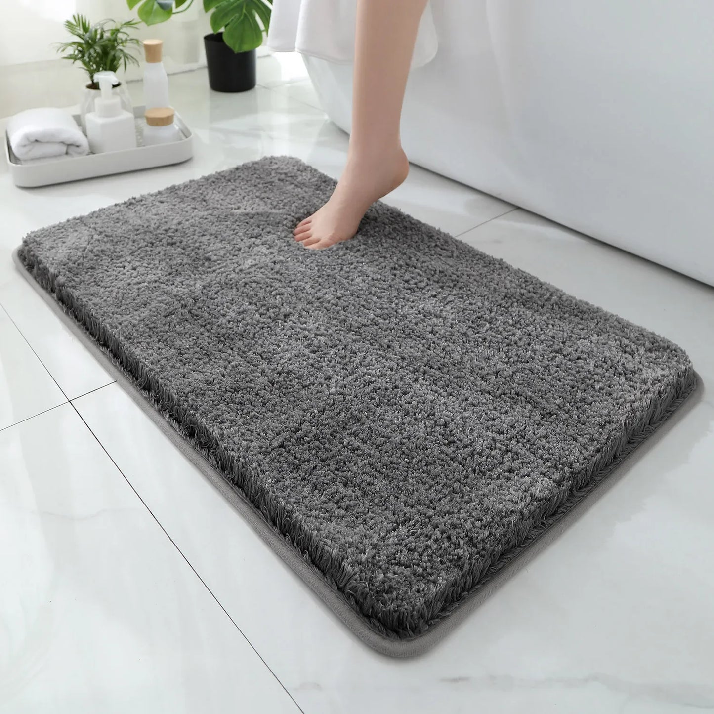 Tappetino Da Bagno Arrotondato E Ispessito Antiscivolo Peluche Assorbente Per Vasca E Per Porta D Ingresso