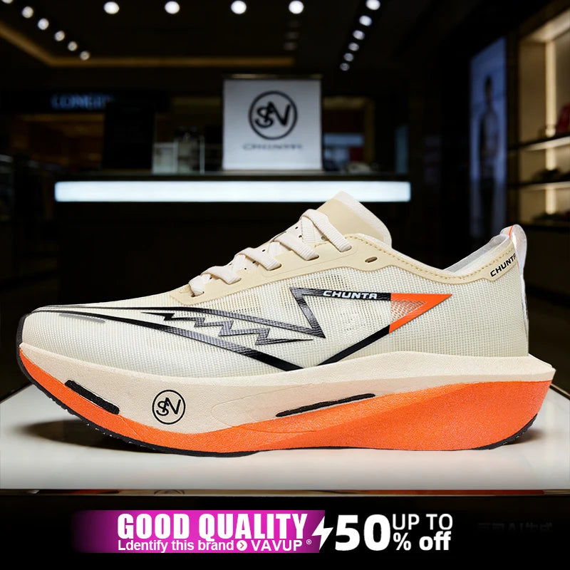 Scarpe da Corsa Marathon Uomo con Piastra in Carbonio, Sneakers Traspiranti Leggere e Comode da Donna