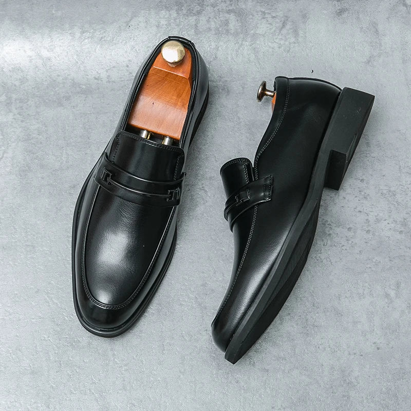 Scarpe Formali In Pelle Da Uomo Mocassini Slip On Classico Punta Tonda Traspirante Antiscivolo Per Ufficio Matrimonio