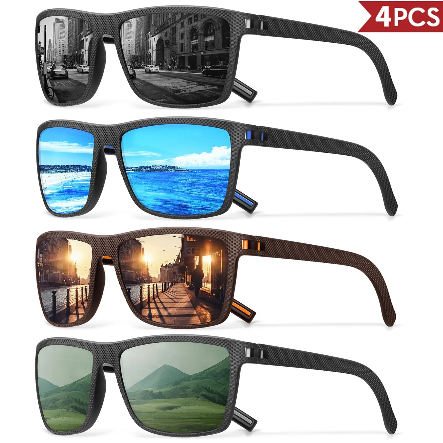 Confezione Occhiali Da Sole Polarizzati Colorati Unisex Con Scatola Di Design UV400 Per Guida Pesca E Sport All Aperto