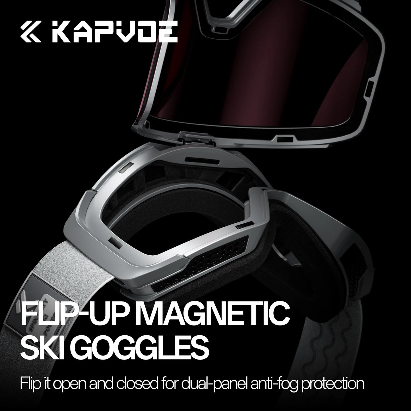 Kapvoe Occhiali Da Neve Magnetici Flip Over Fotocromatici UV400 Antinebbia Uomo Donna TPU Lenti In Policarbonato