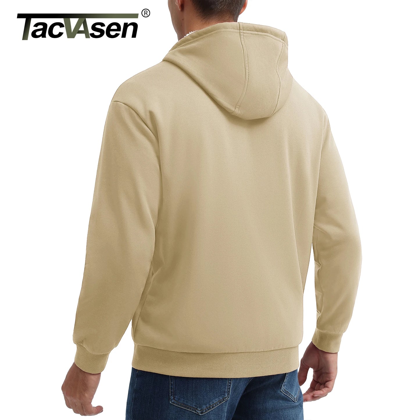 Tacvasen Felpa Con Cappuccio Da Uomo Zip Fodera Sherpa Invernale Pile Spesso Caldo Capispalla Casual