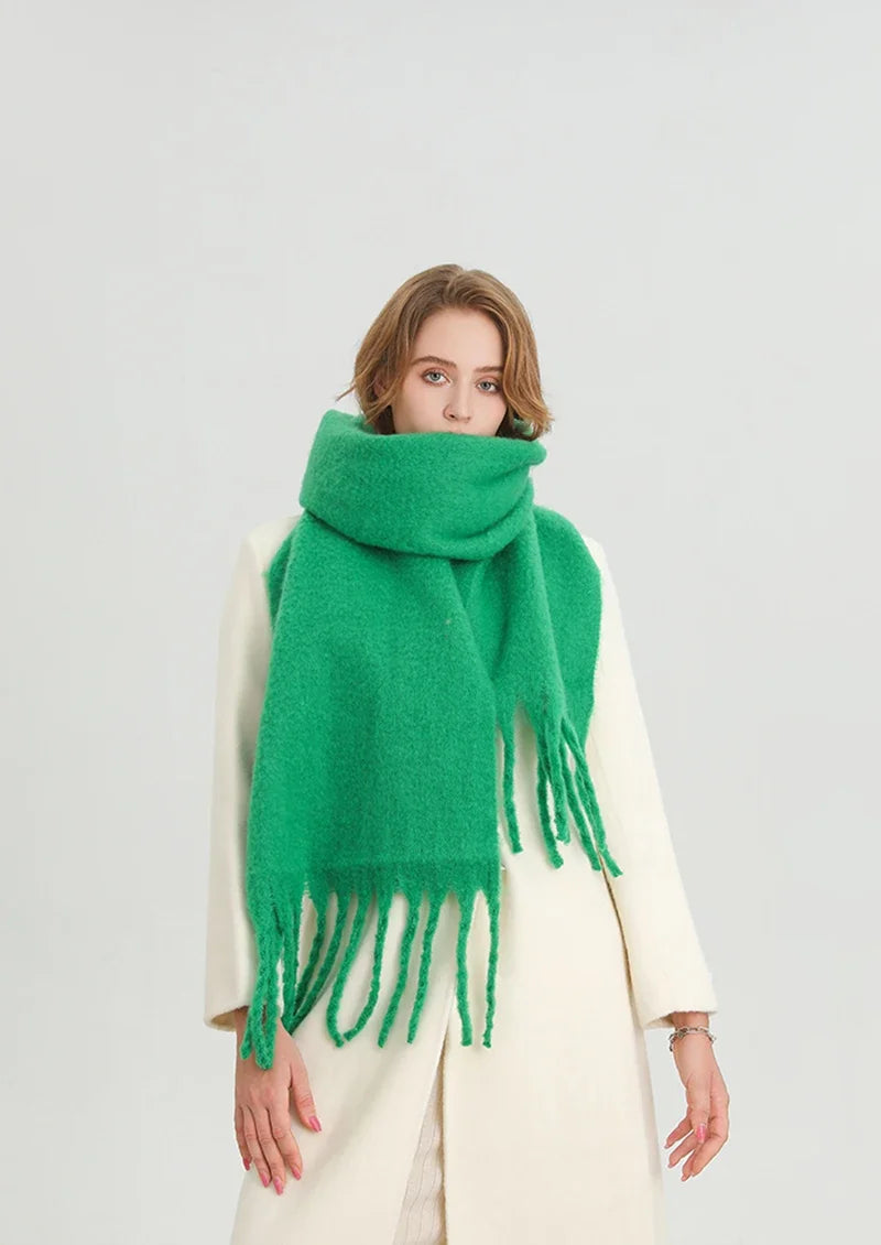 Sciarpa Invernale Per Donna Cashmere Caldo Pashmina Morbida Grande Scialle Con Nappa Poncho Lungo Echarpe