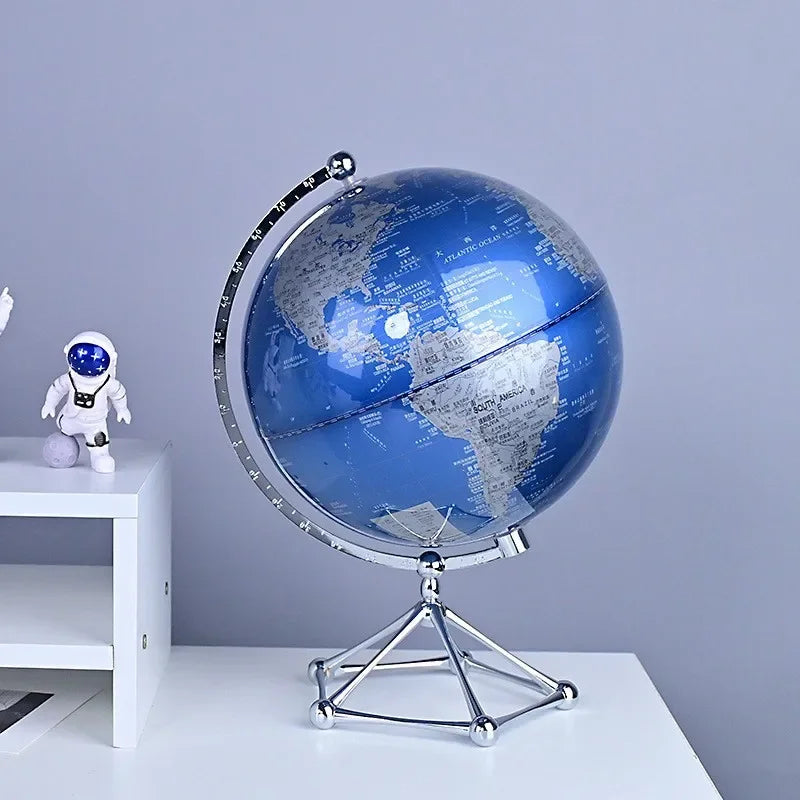 Globo Terrestre con Luce LED Rotante in Metallo Decorazione per Negozio Cameretta Dei Bambini