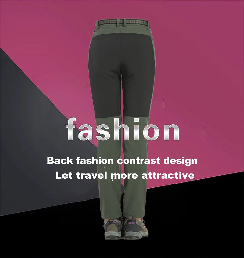 Pantaloni In Pile Invernali Da Donna Per Trekking Impermeabili Caldi Softshell All Aperto Antipioggia Antivento