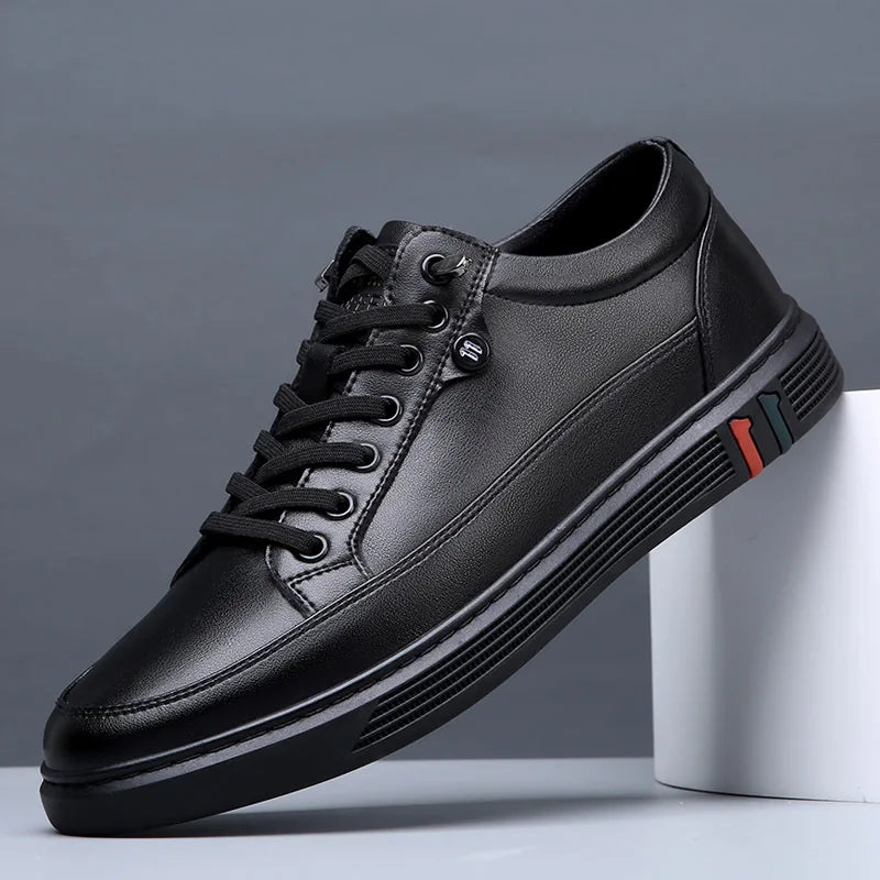 Scarpe da Uomo in Vera Pelle Primavera Autunno Modello A4906 Calzature Casual Piatte in Morbida Pelle Nero Marrone