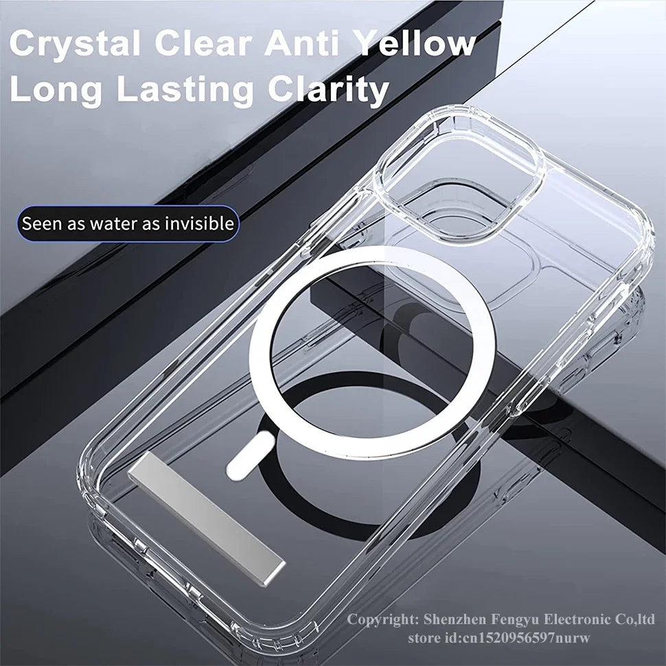 Custodia Magnetica Cristallina Con Cavalletto Per iPhone 12 Mini 13 Mini 15 Pro Max 16 17 Pro Max Con Supporto