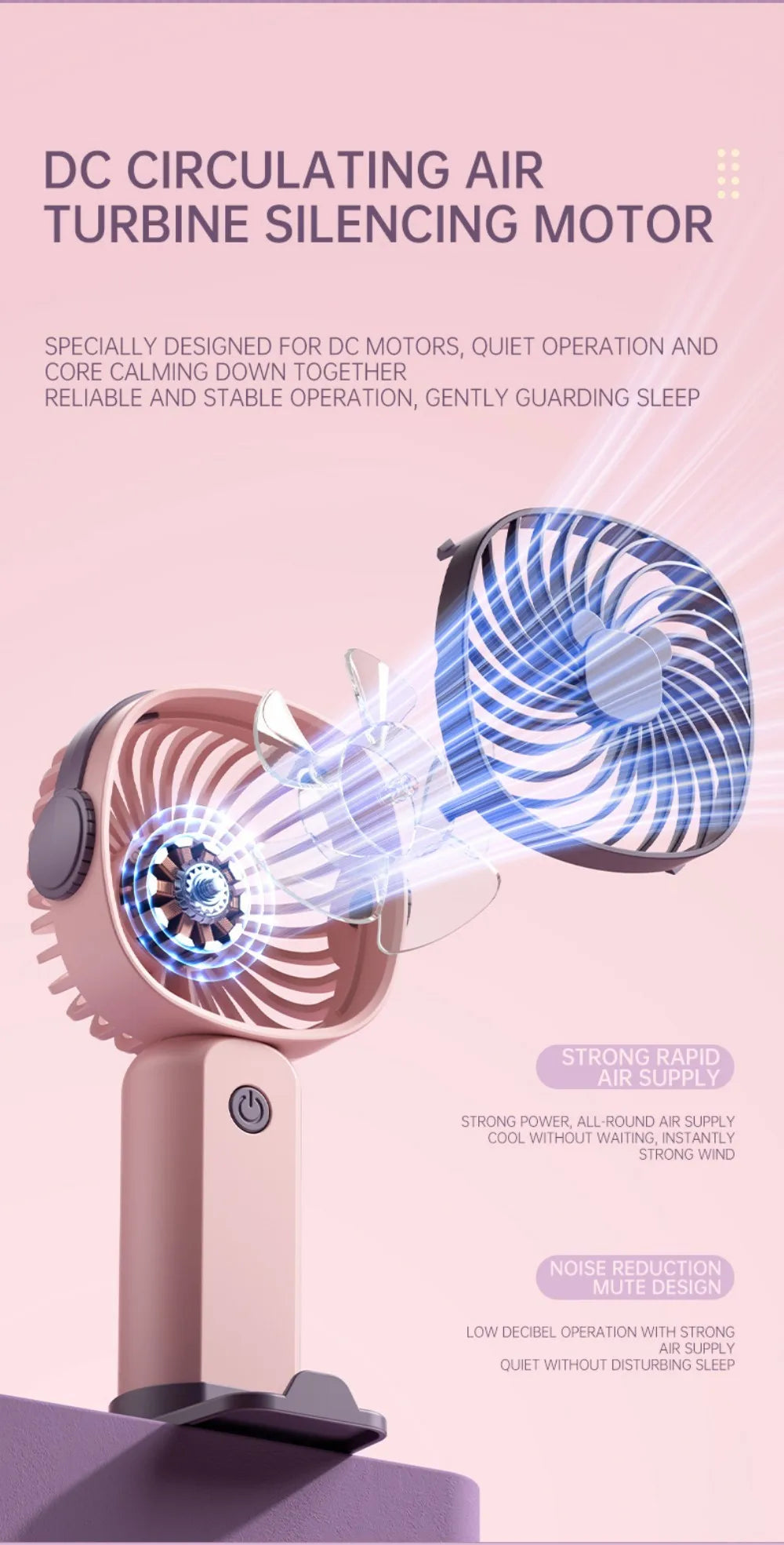Mini Ventilatore USB Portatile Multifunzionale Con Supporto Da Tavolo Per Studenti E Esterni Batteria Ricaricabile