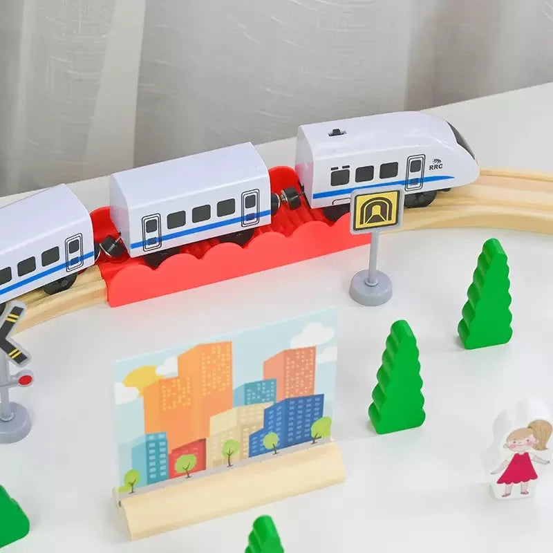 Locomotiva Magnetica Per Treno Ad Alta Velocità Di Simulazione Universale In Legno Per Giochi Educativi Ferroviari