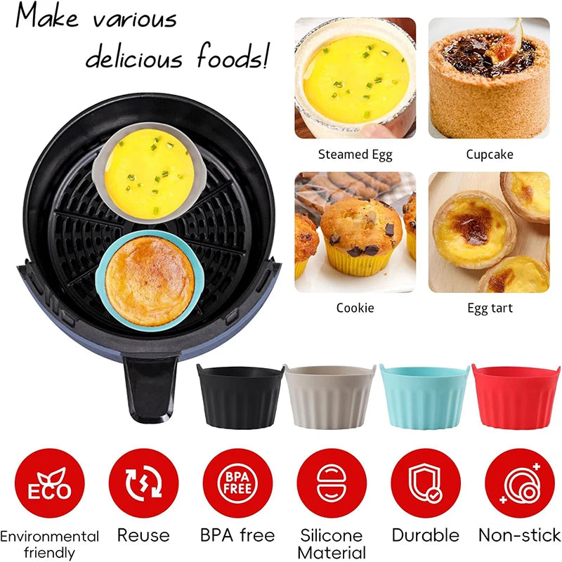 Stampo In Silicone Per Friggitrice Ad Aria Vassoio Multiuso Muffin Torta Crostata E Uova Accessori