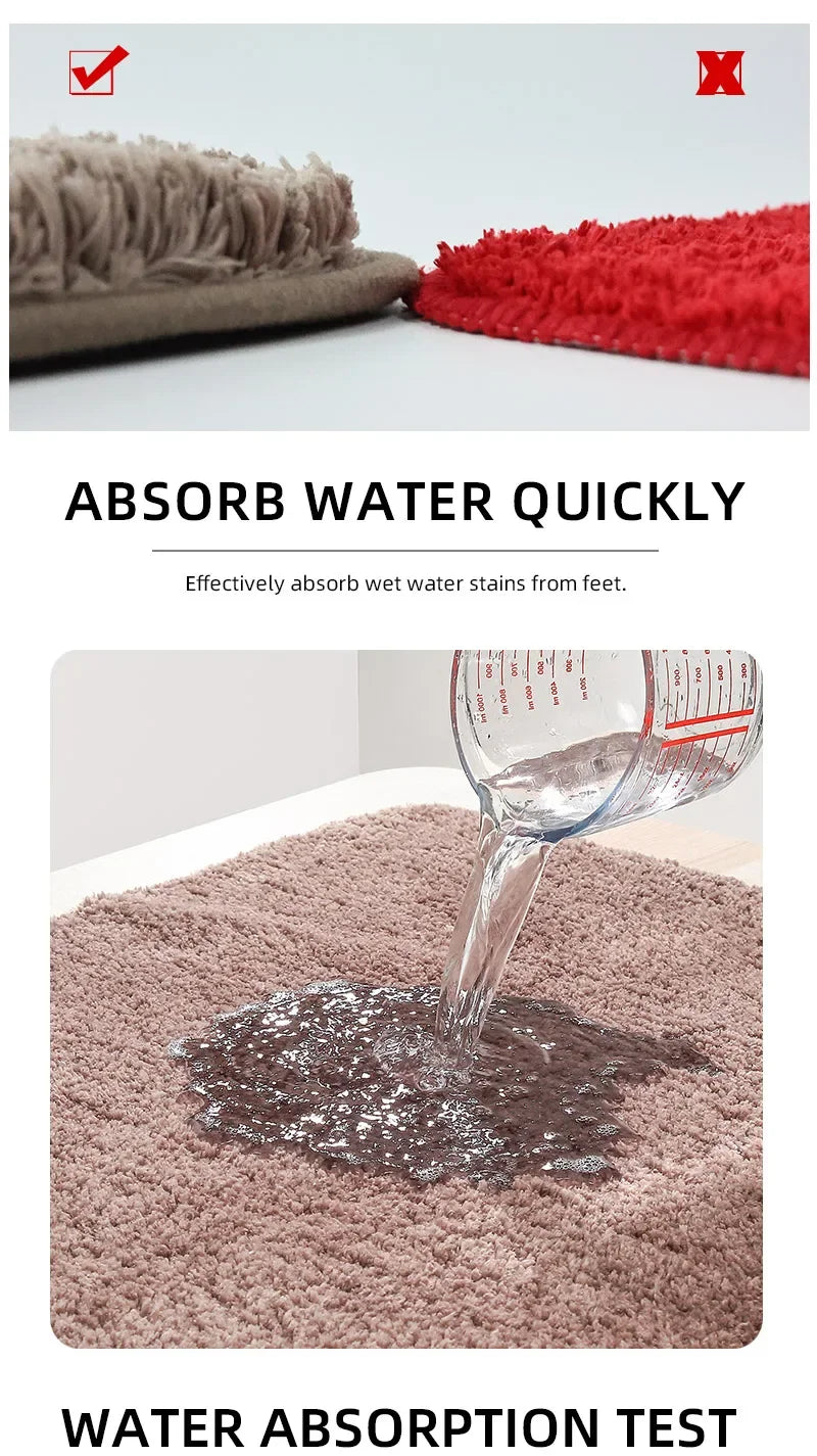 Tappetino Da Bagno Arrotondato E Ispessito Antiscivolo Peluche Assorbente Per Vasca E Per Porta D Ingresso