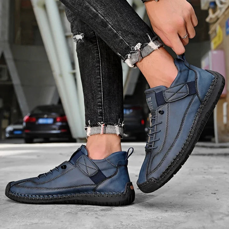 Scarpe In Pelle Cucite A Mano Uomo Scarpe Casual Da Passeggio Antiscivolo Leggere Esterno Taglia 47 48 Mocassini Slip On