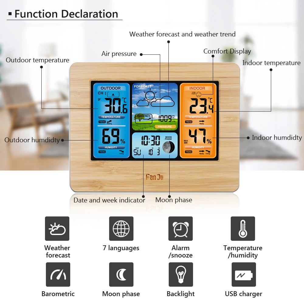 Orologio Meteorologico Digitale Con Previsioni Meteo Interni Esterni Barometro Igrometro Con Sensore Esterno Wireless