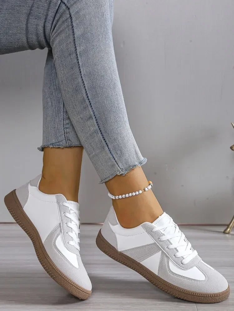 Scarpe Sportive Da Donna Vulcanizzate Piatte Stringate Colori Misti Moda Autunno 2025 Comode Casual