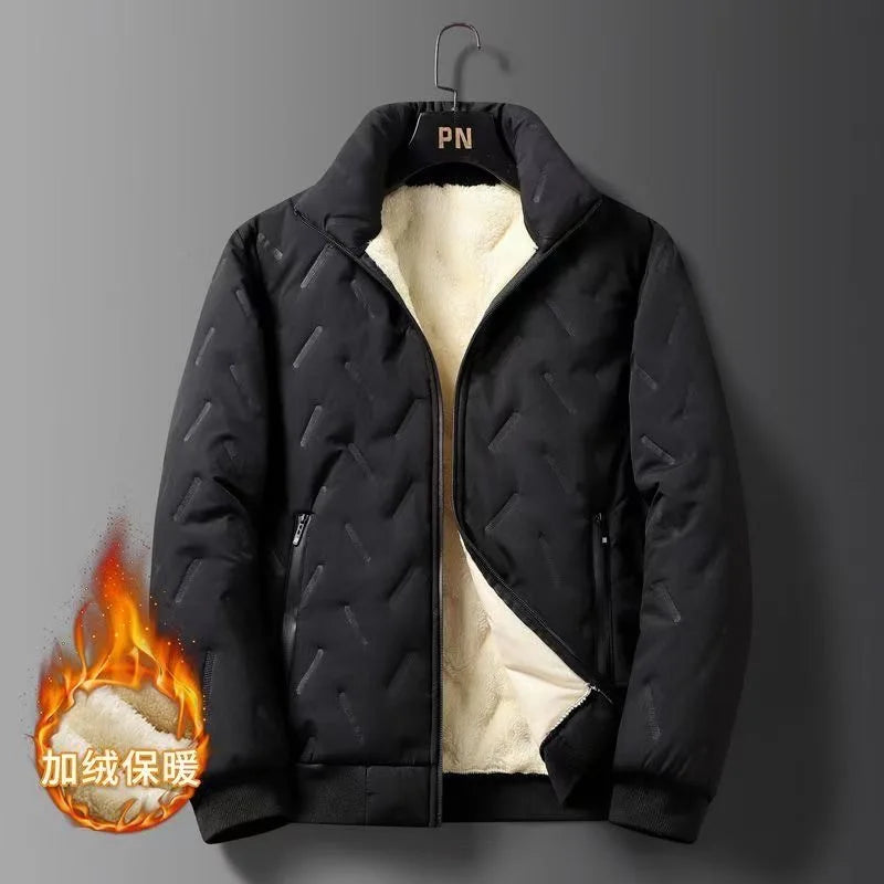 Cappotto Uomo In Velluto Di Agnello Foderato Autunno Inverno Colletto Intagliato Con Tasche Elegante