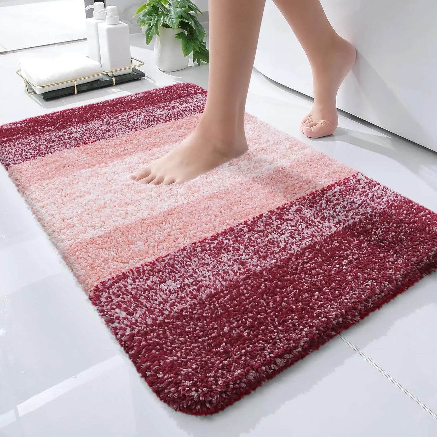 Kitinjoy Tappeto Da Bagno In Microfibra Assorbente Morbido Antiscivolo Shaggy Lavabile In Lavatrice