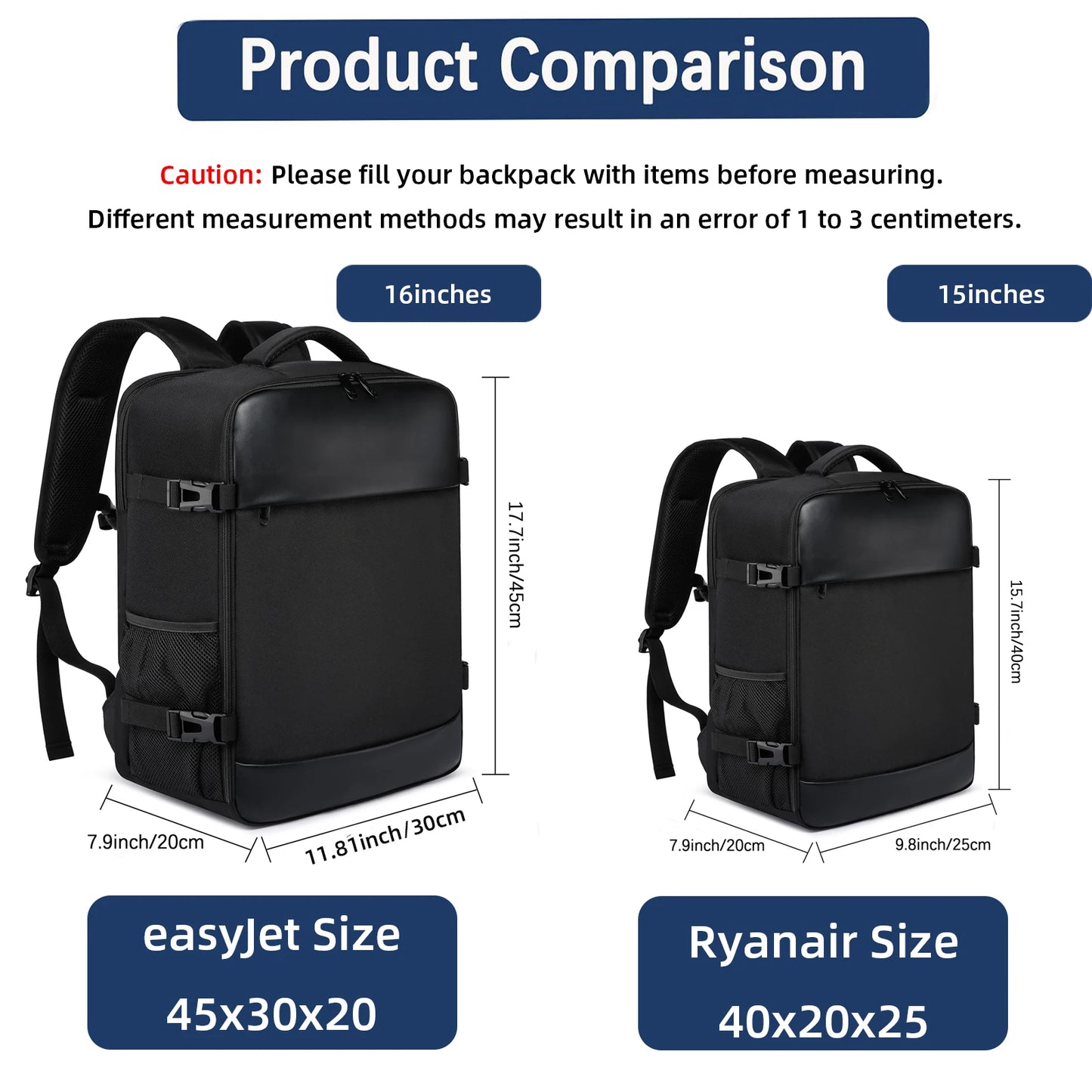 Zaino Da Viaggio Per Cabina Unisex Compatibile Con Ryanair 40x20x25 E EasyJet 45x36x20 Zaino Per Laptop