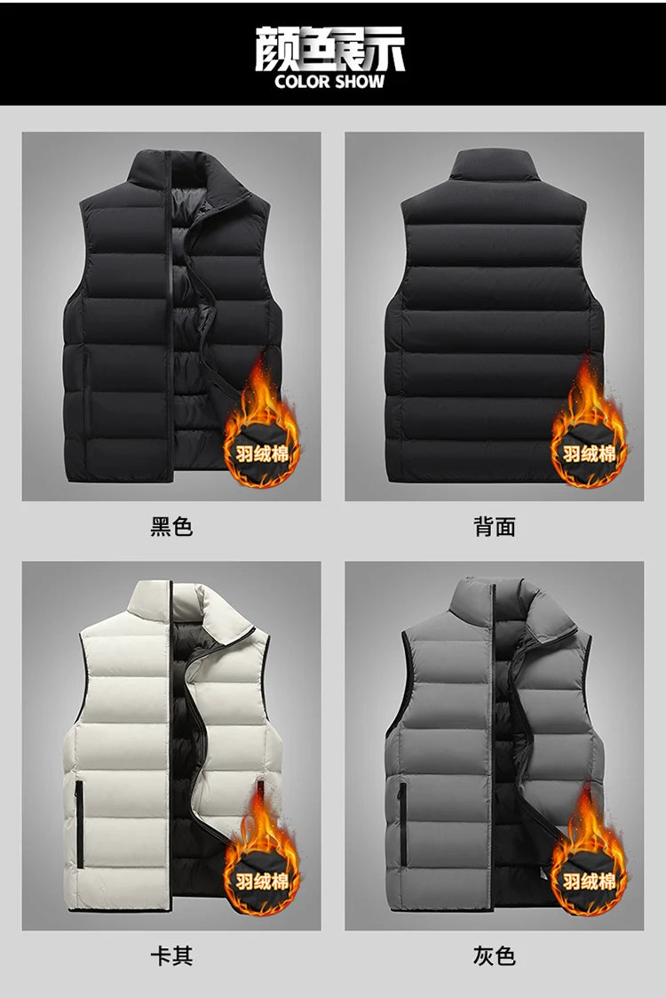 Gilet da Uomo con Colletto Rialzato Mandarino Elegante e Casual per Abiti Autunnali Invernali Spesso Caldo