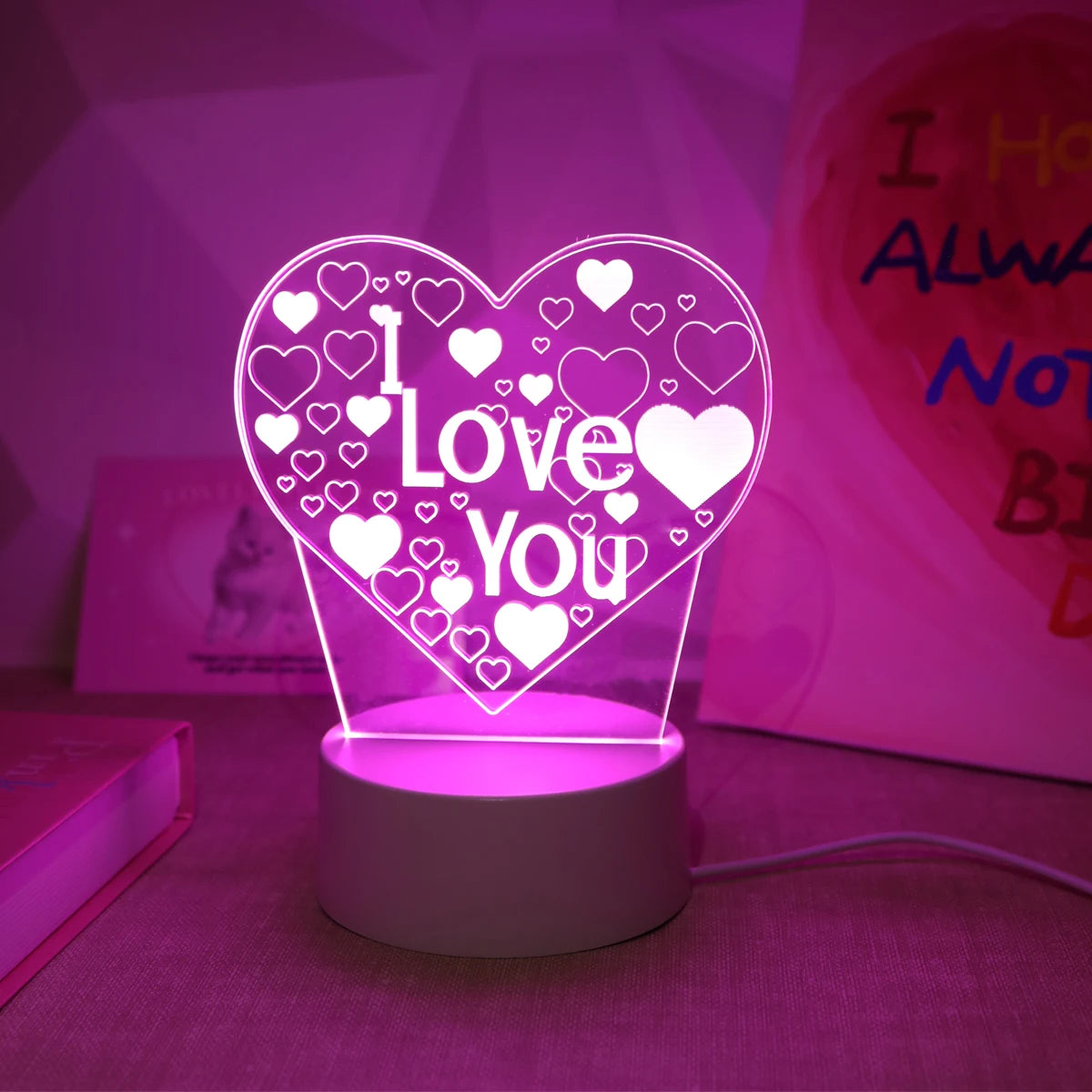 Confessione Romantica Ti Amo Luce Notturna 3D Per Amanti Regalo Per Decorazione Della Camera Da Letto