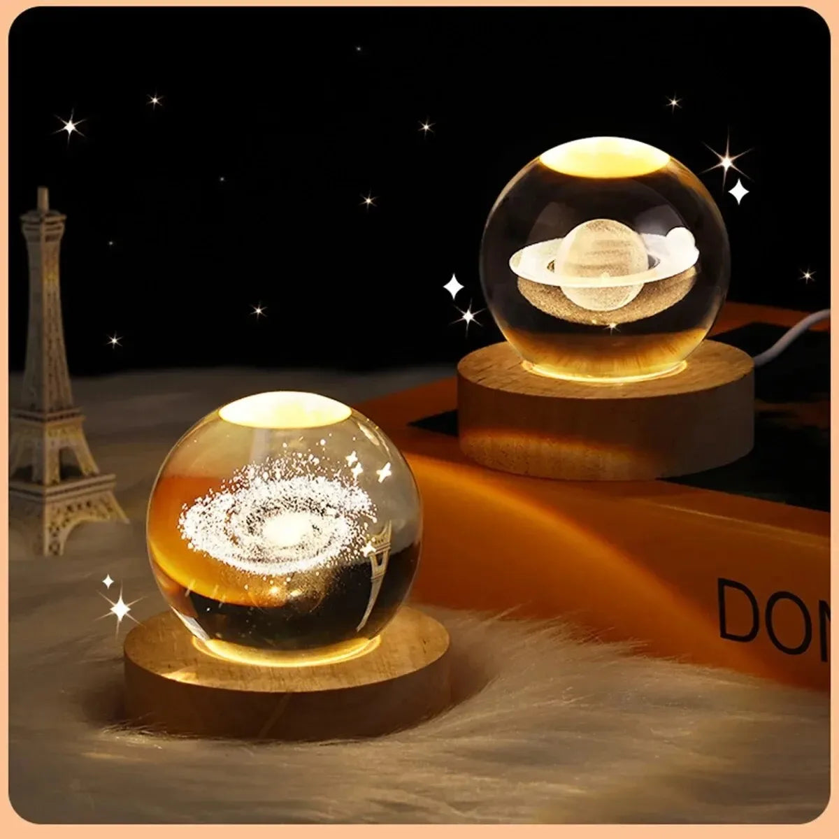 Globo Di Cristallo 6 cm Led Decorazione Astronomia Sistema Solare Pianeti Luna Per Appassionati Universo