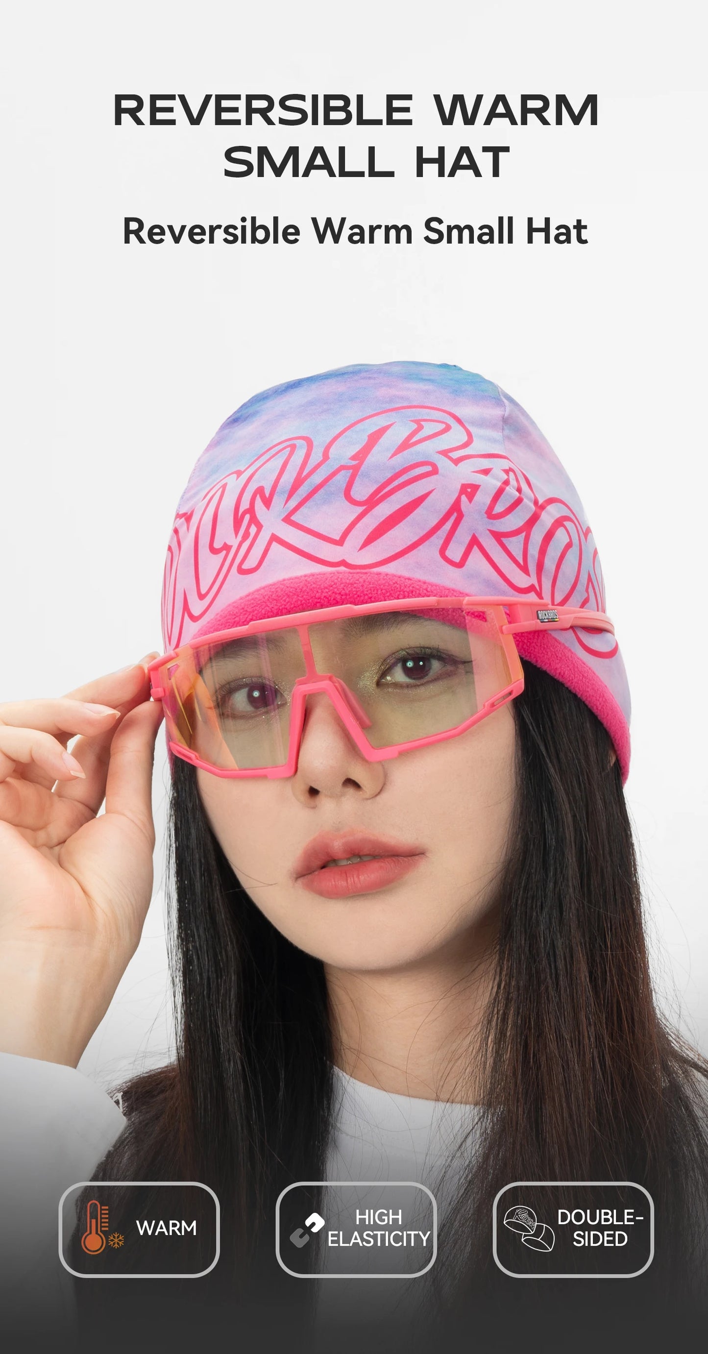 Rockbros Cappello Caldo Reversibile Pile Polare Alta Elasticità Ciclismo Sci Escursionismo Copertura Unisex