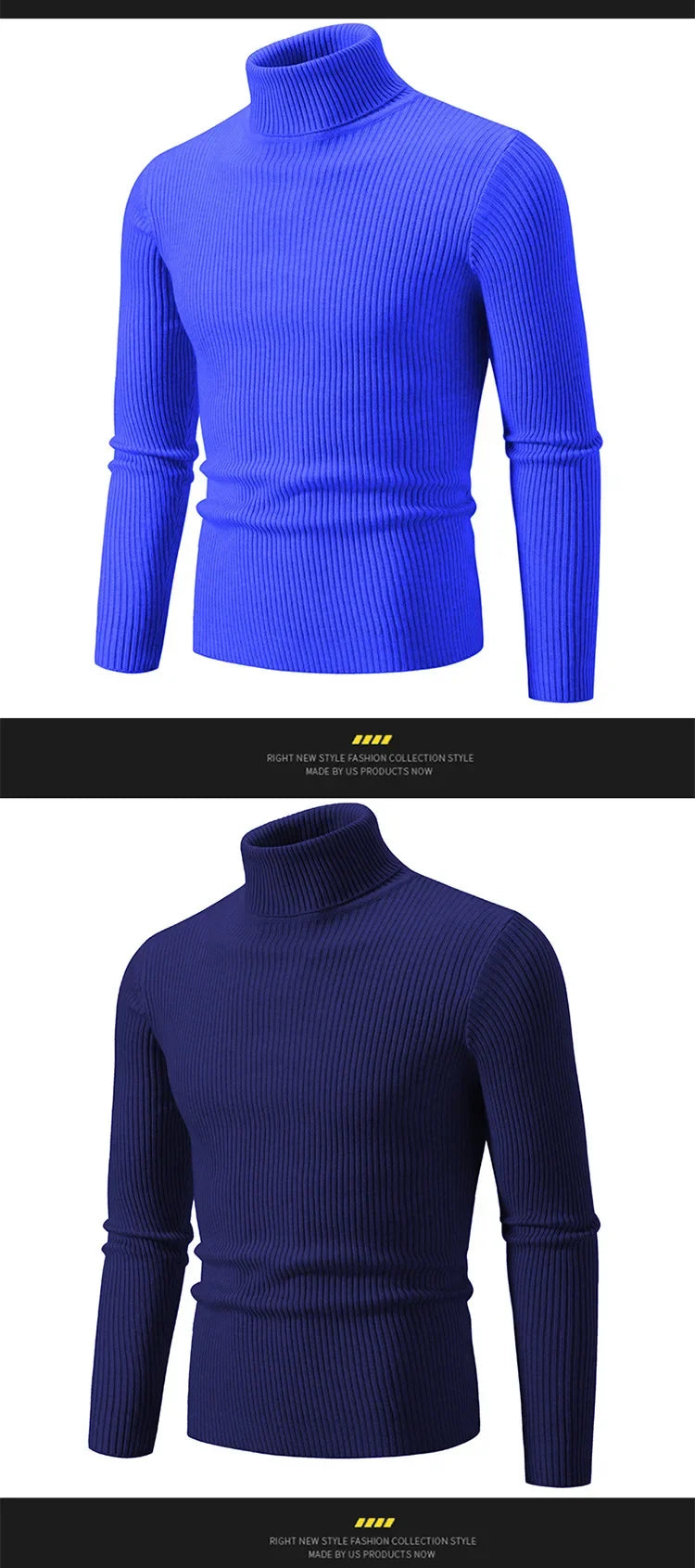 Pullover Da Uomo Dolcevita Lavorato A Maglia Solido Slim Fit Autunno Inverno Manica Intera Casual